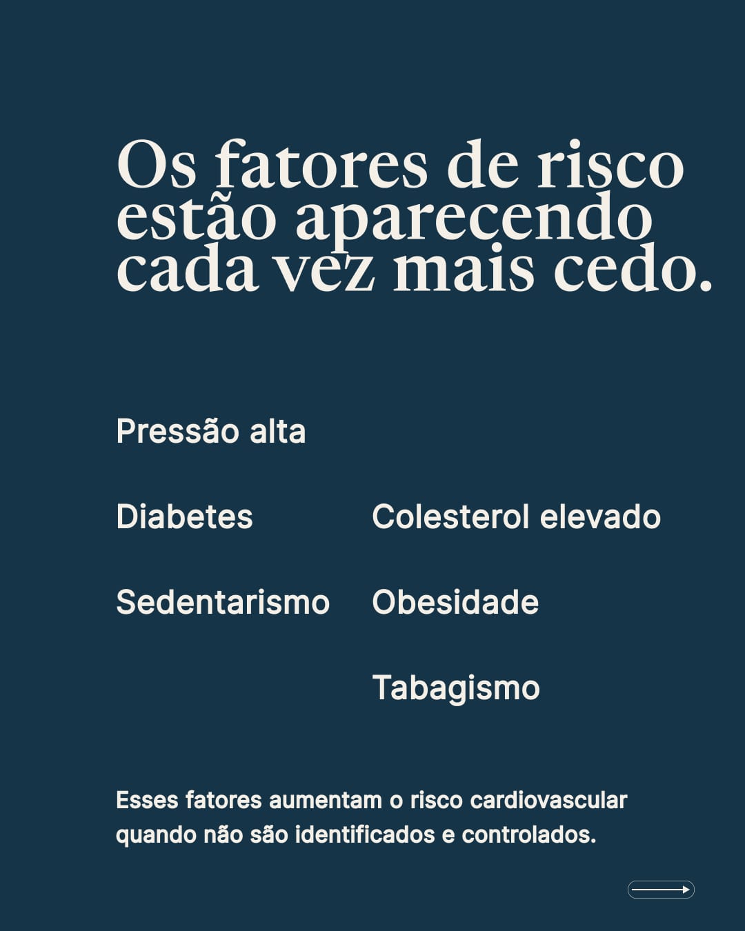 Post educativo sobre fatores de risco cardiovascular.