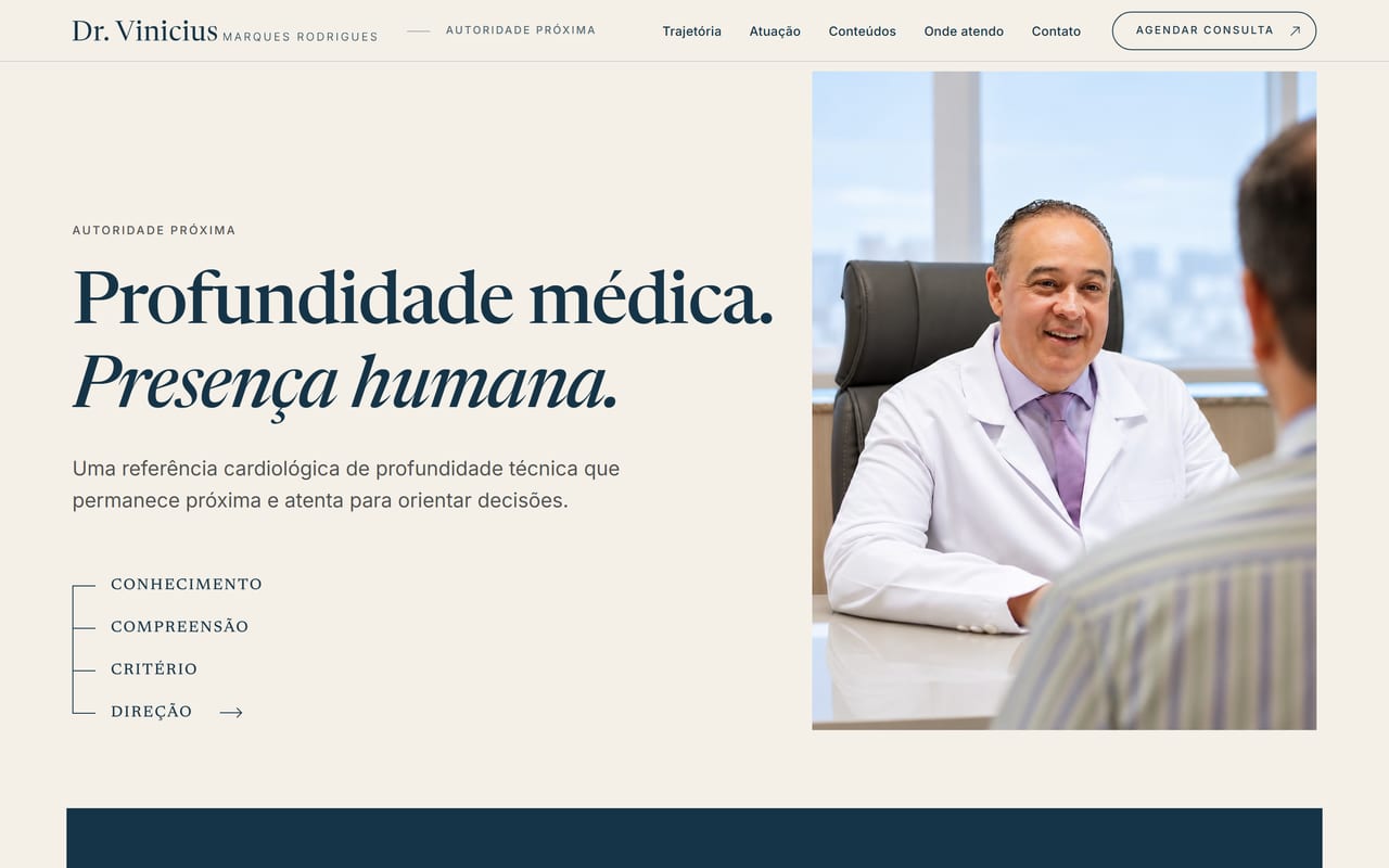 Seção Autoridade próxima do site do Dr. Vinicius.