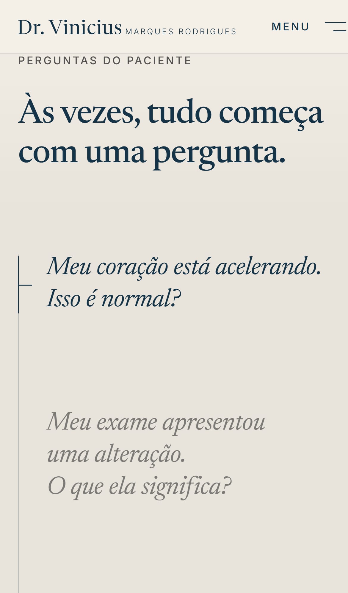 Perguntas do paciente no celular.