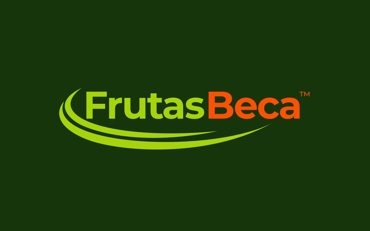 Logo da Frutas Beca sobre verde-folha.