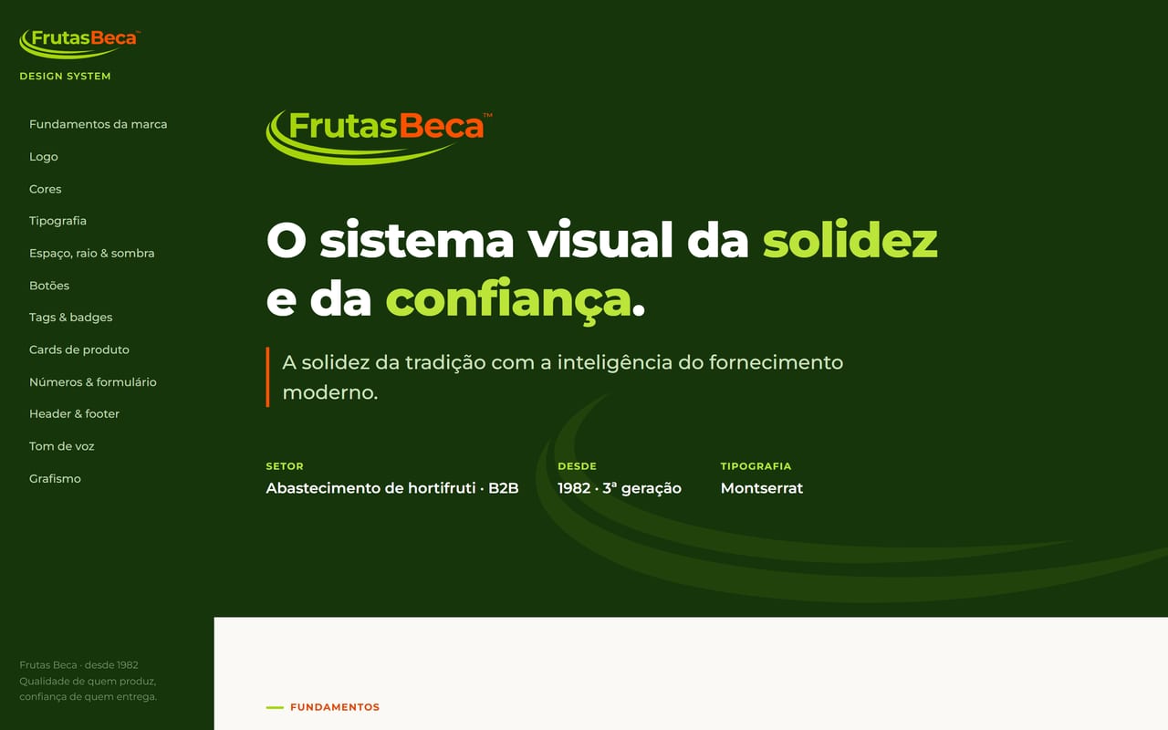 Capa do design system da Frutas Beca.