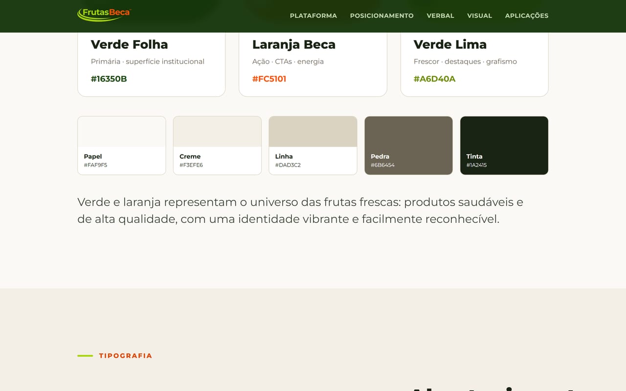 Página do manual com a paleta de cores.
