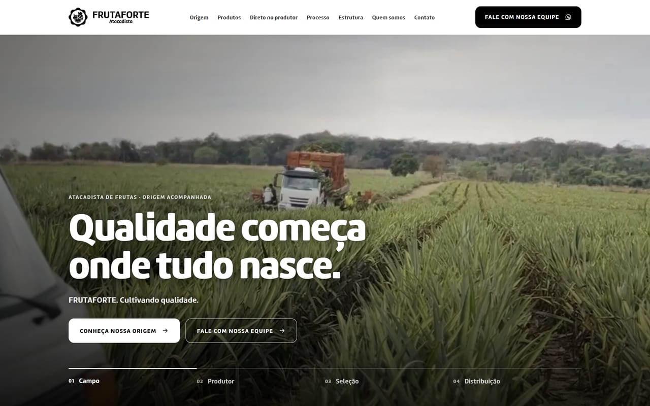 Página inicial do site da FRUTAFORTE.