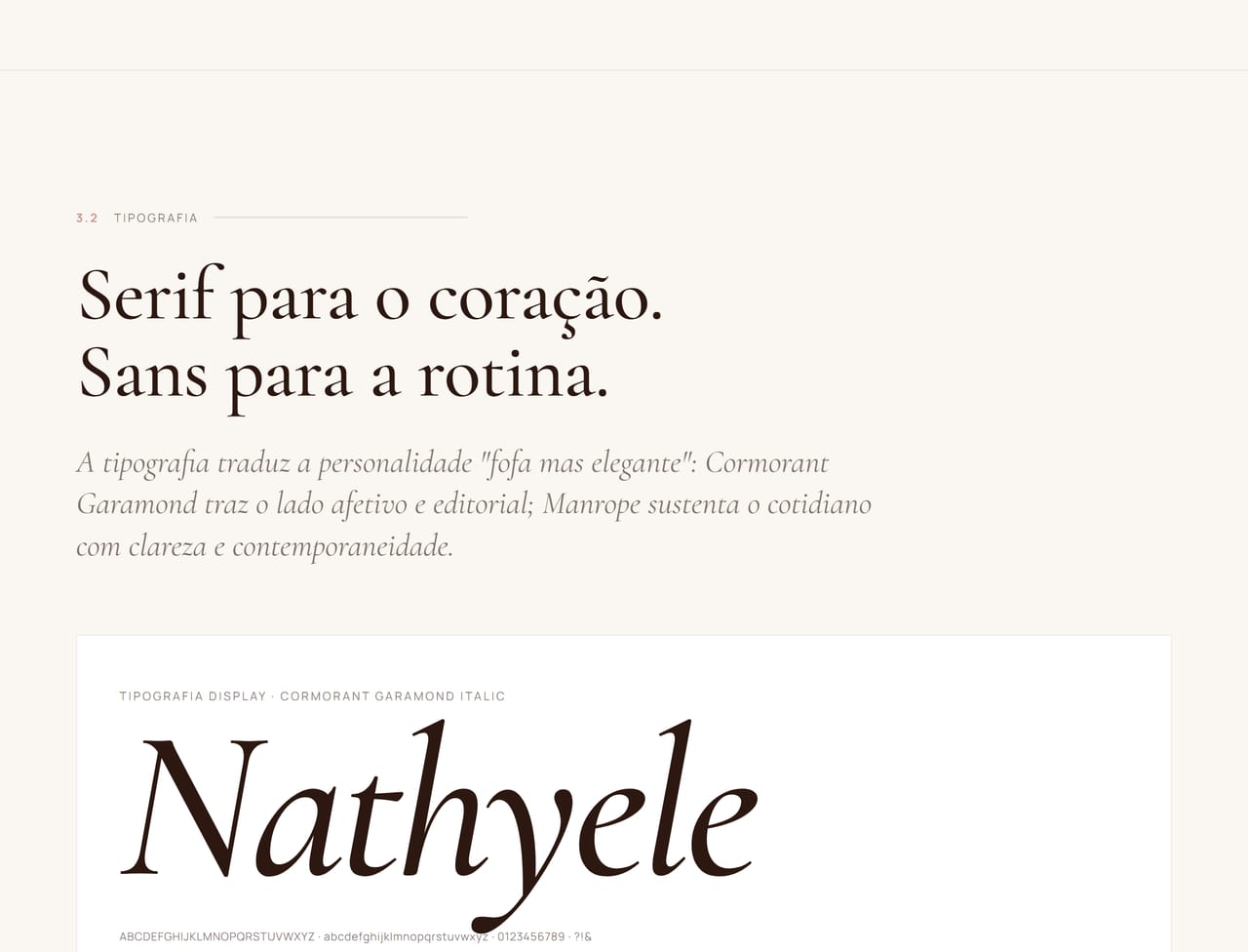 Página de tipografia: serif para o coração, sans para a rotina.