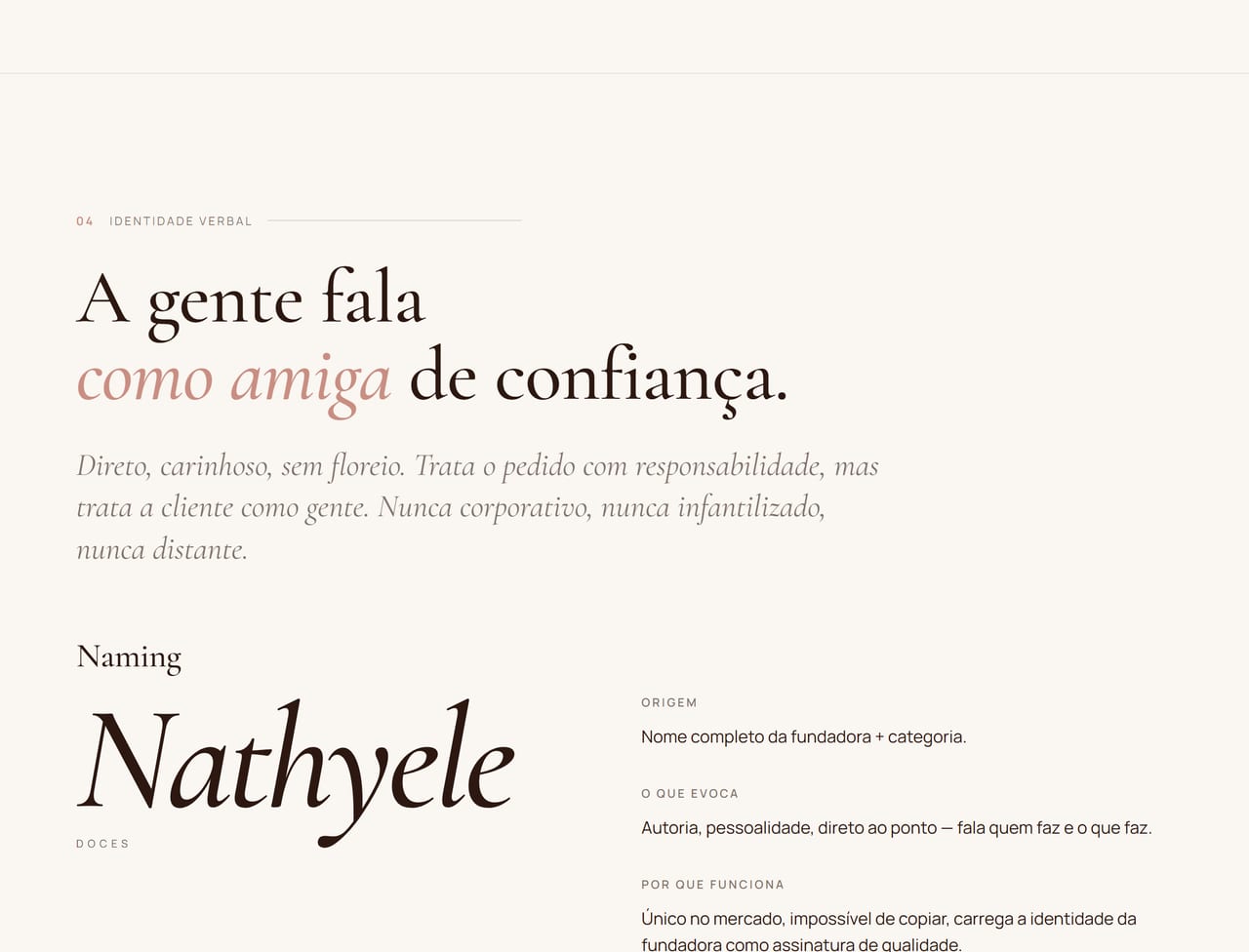 Página de identidade verbal.